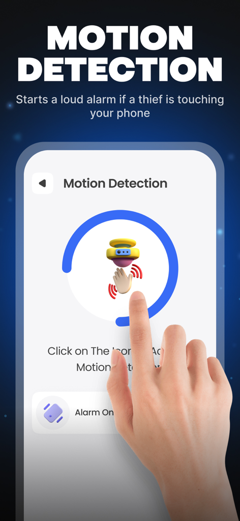Anti Theft Alarm Motion Alert - Interfaz de la aplicación Alarma Antirrobo para la seguridad de detección de movimiento.