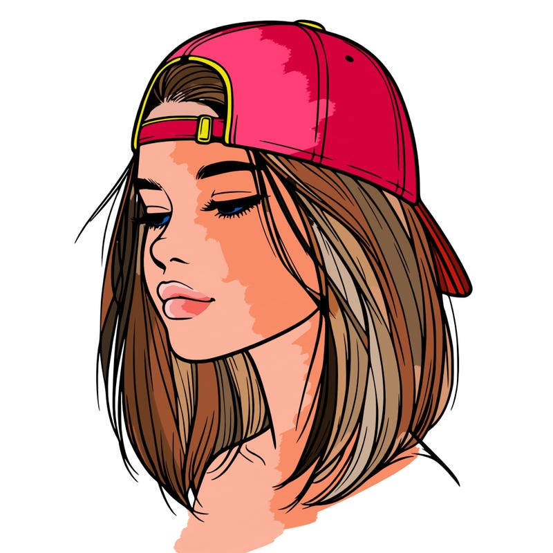 realistic  girl with a backwards hat