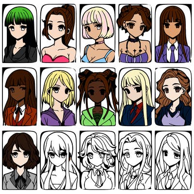 girls that look diffrent anime