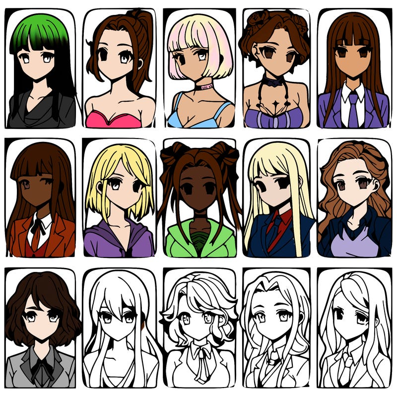 girls that look diffrent anime