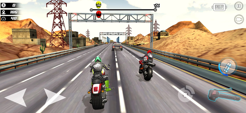 Highway Moto Rider 2 Bike Game - Two motorcycles racing on a desert highway in Highway Moto Rider 2