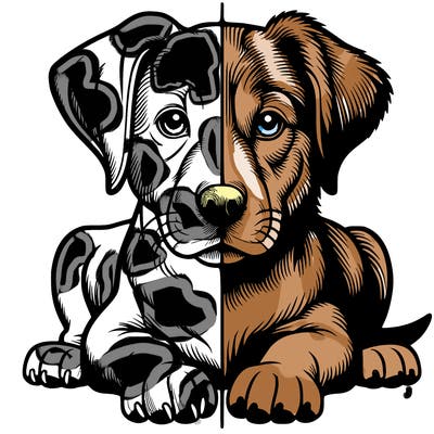 realistic dog split picture