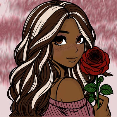 realistic girl with rose