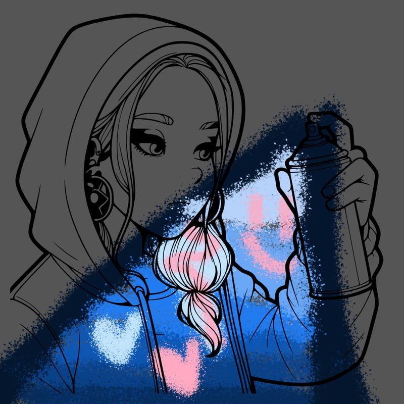 a realistic girl, spray painting