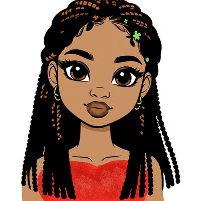 a realistic black girl with braids