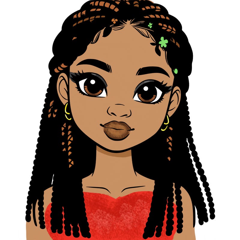 a realistic black girl with braids
