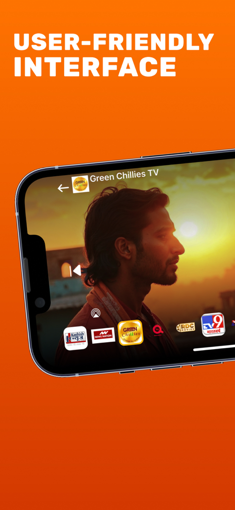 User friendly interface of the TV One app showing a video player with various Indian TV channel icons.