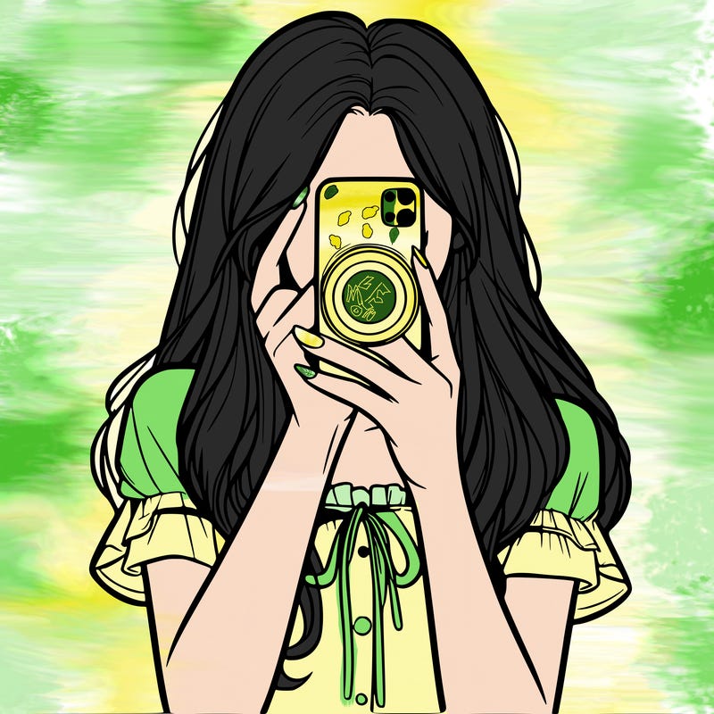 a realistic girl holding her phone taking pictures