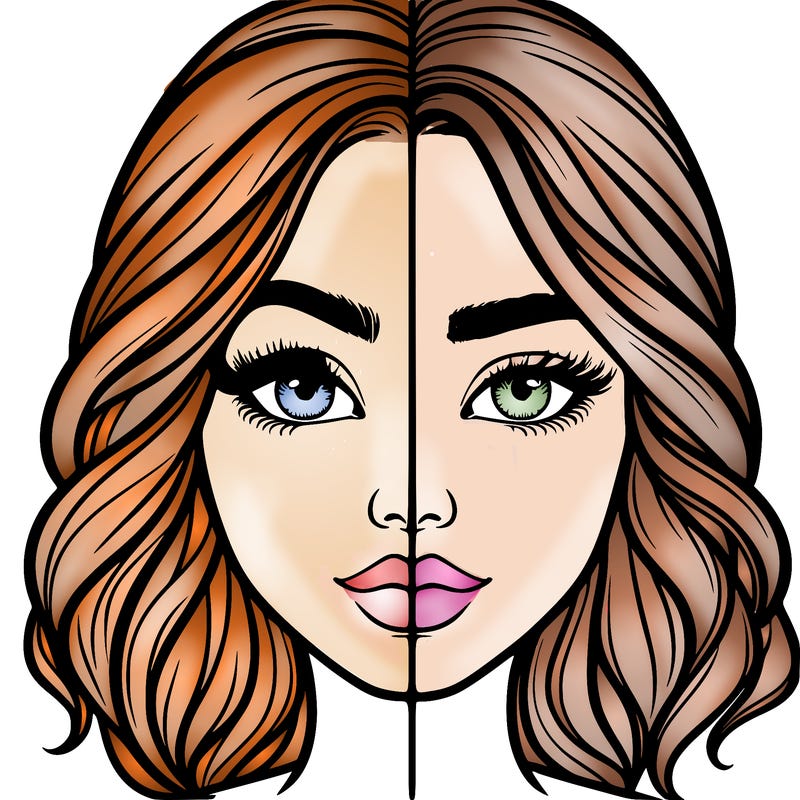 realistic girl split half