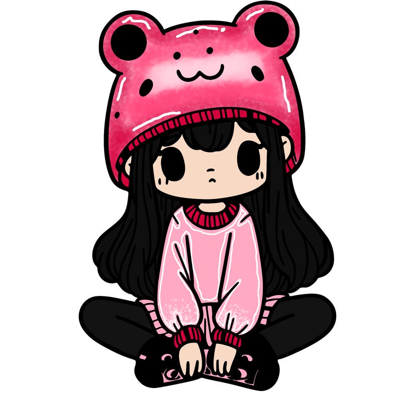 a girl wearing a frog hat and some frog socks