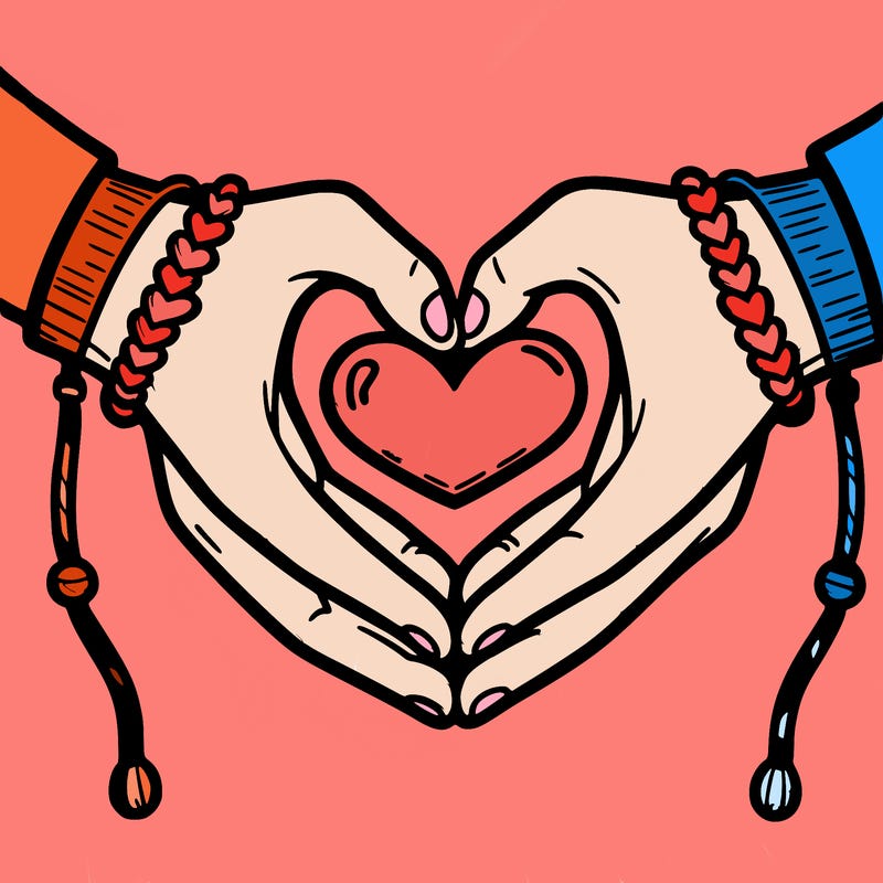 heart hands with friendship bracelets