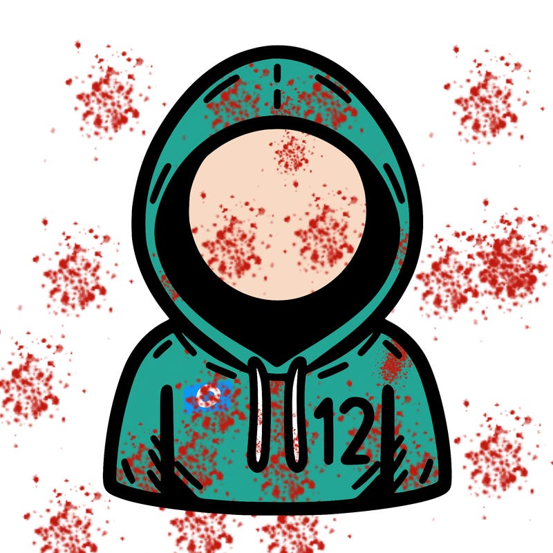 a person with non face waering a hoodie with a small 132 symbol