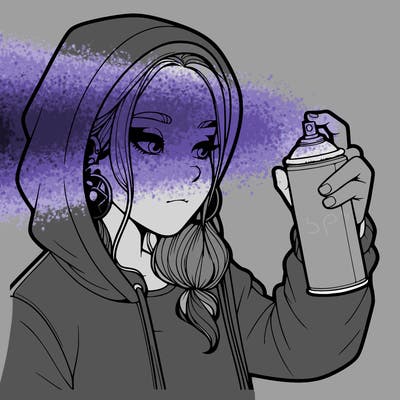 a realistic girl, spray painting