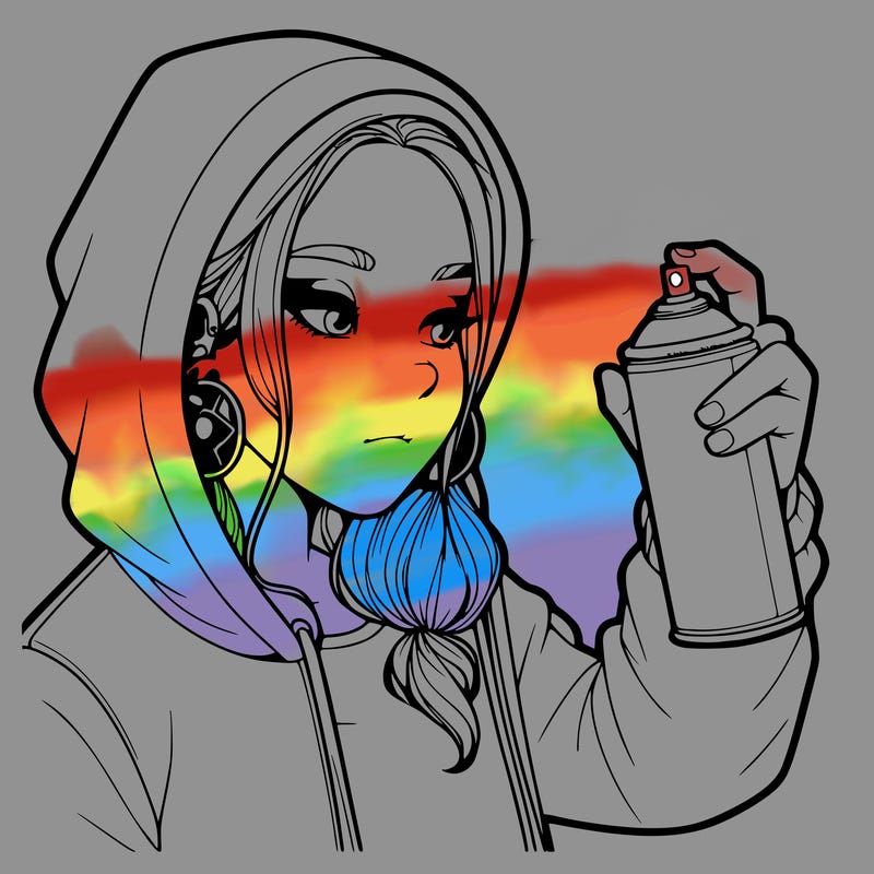 a realistic girl, spray painting