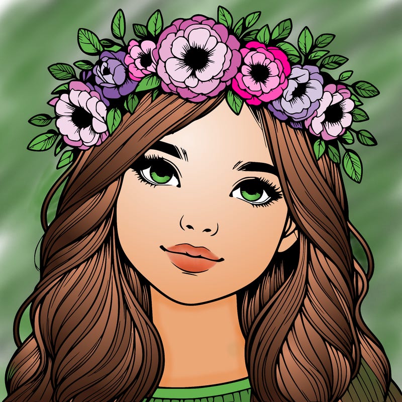realistic girl with flower crown