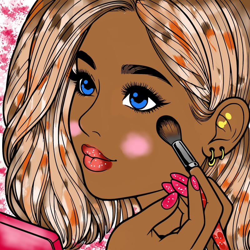 a realistic girl doing her makeup