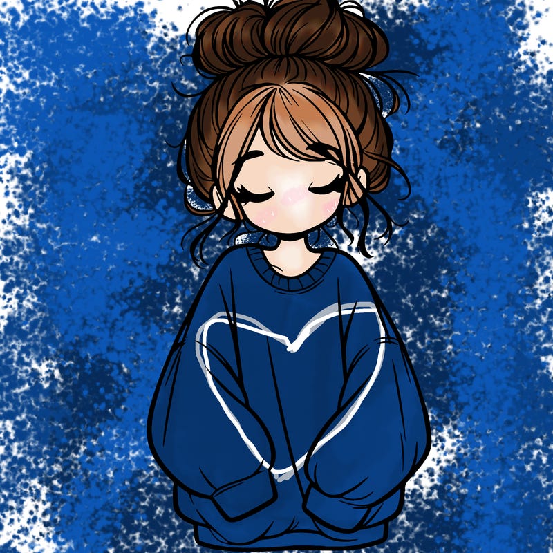 girl with baggy sweatshirt and messy bun
