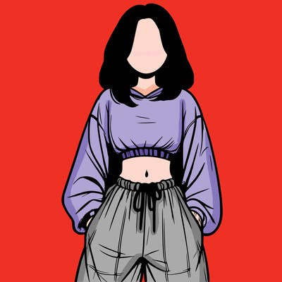 realistic girl faceless with baggy pants and a crop top