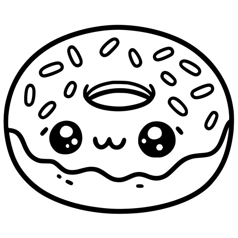 simple and cute donut for coloring