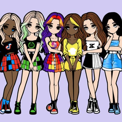 a group of girls realistic