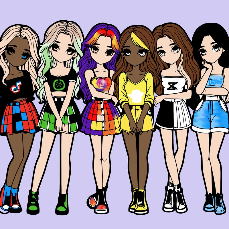 a group of girls realistic