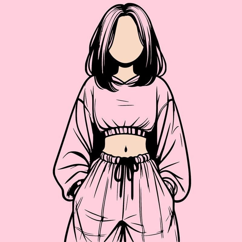 realistic girl faceless with baggy pants and a crop top