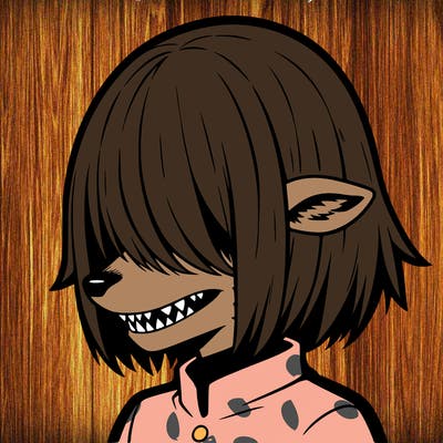 sharp teeth deer man with bob haircut