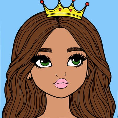 a realistic girl with a crown on
