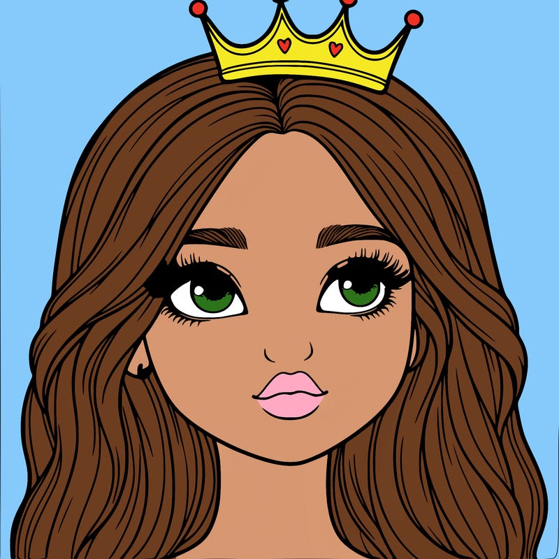 a realistic girl with a crown on
