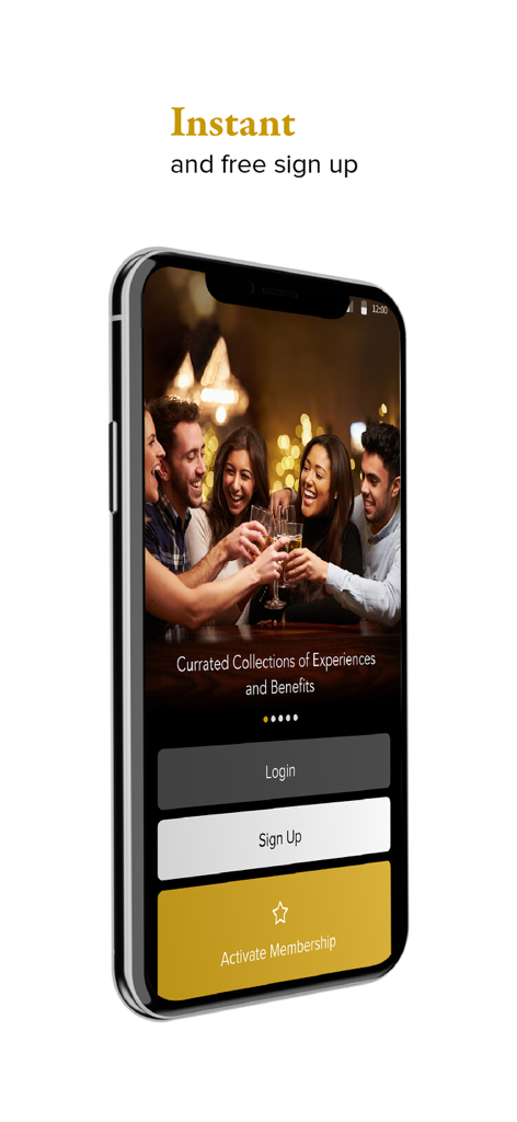 Club Marriott South Asia - ラグジュアリートラベル＆ダイニング体験のサインアップとログインオプションを表示するClub Marriott South Asiaアプリのウェルカム画面