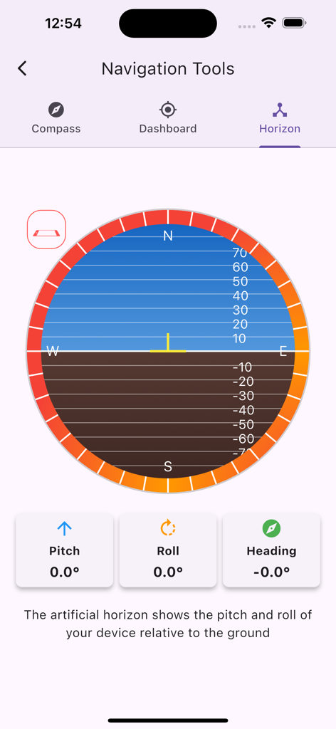 OruxMaps - OruxMaps app artificial horizon interface displaying pitch roll and heading data for navigation