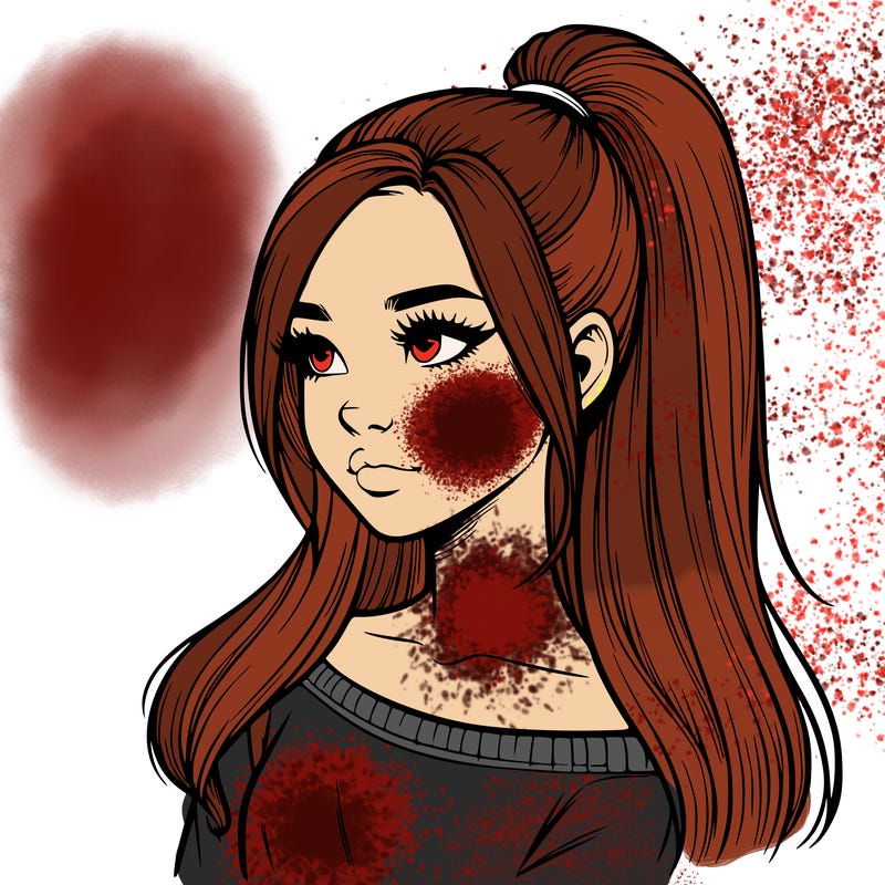 realistic girl with a high ponytail