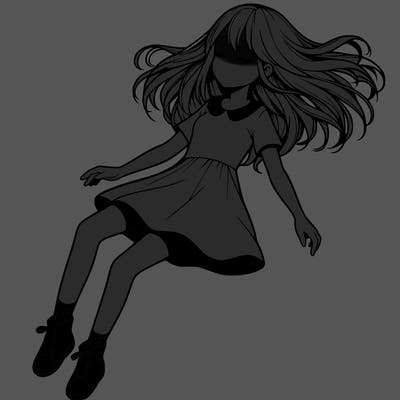 realistic girl floating