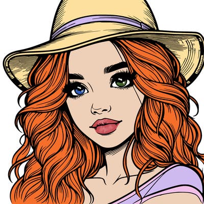 realistic girl with hat