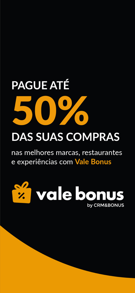 Vale Bonus app promo showing up to fifty percent discount on purchases