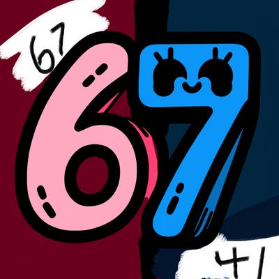 the numbers 67