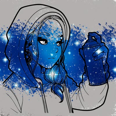 a realistic girl, spray painting