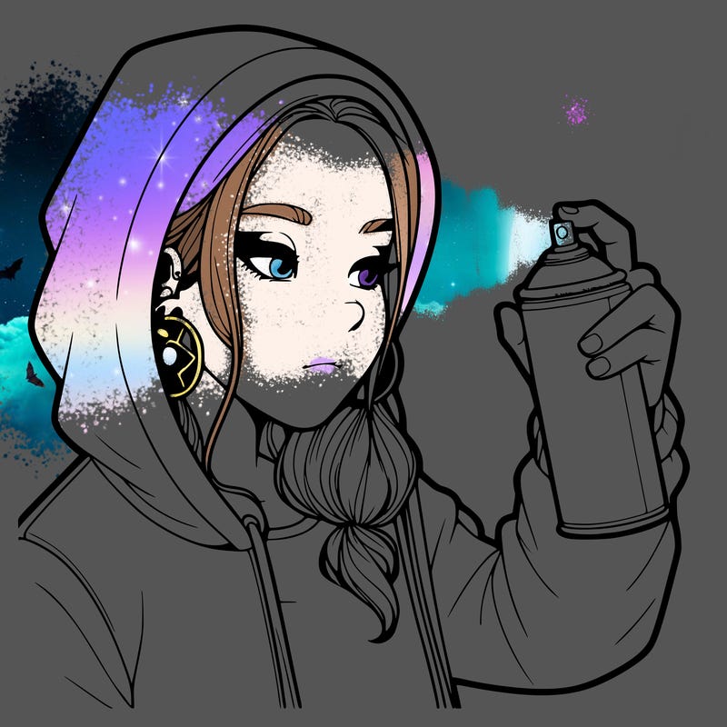 a realistic girl, spray painting