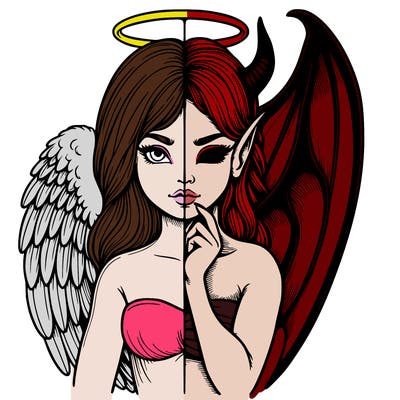 realistic angel half demon