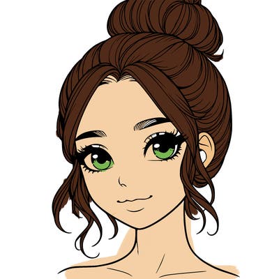 realistic pretty girl with hair in bun