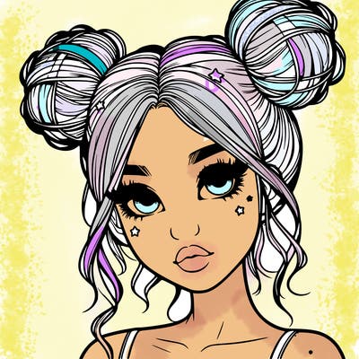 realistic girl with space buns
