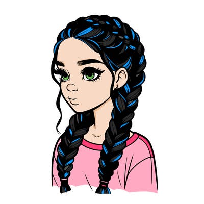 realistic girl with braids