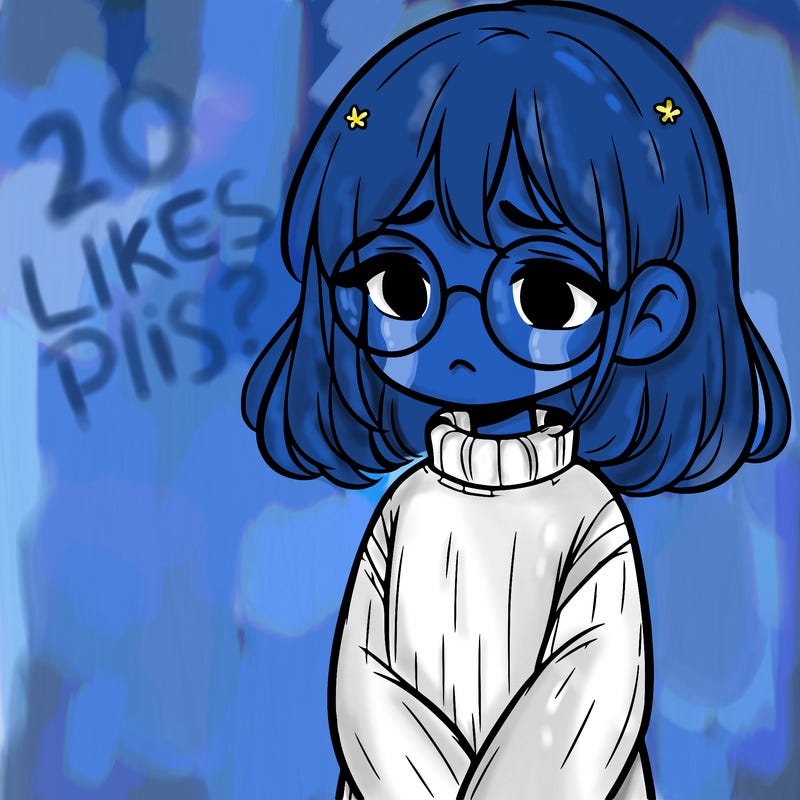 sad girl with glasses in a sweater