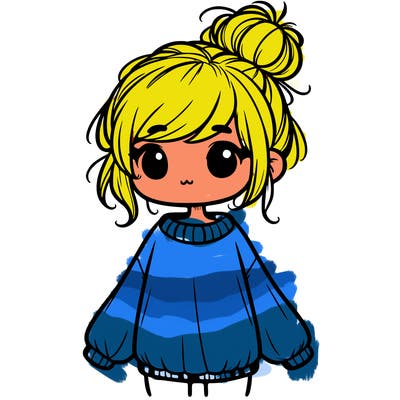 cute girl with baggy sweater and messy bun