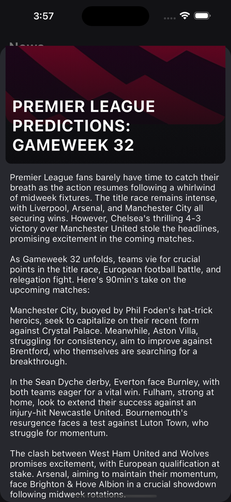 9Goal Footballアプリの詳細なプレミアリーグ試合予想と分析