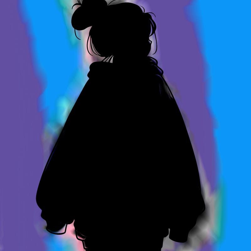 realistic girl with a oversized sweatshirt on and a bun