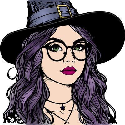 a witch with glasses realistic