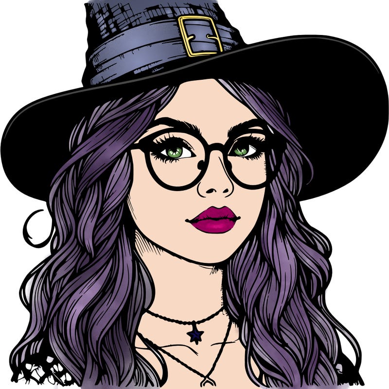 a witch with glasses realistic