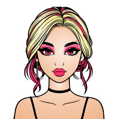 realistic girl with makeup on