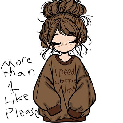 girl with baggy sweatshirt and messy bun
